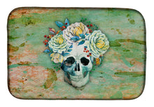 Load image into Gallery viewer, Day of the Dead Skull with Flowers Dish Drying Mat – Absorbent, Artistic Kitchen Essentials BB5124DDM