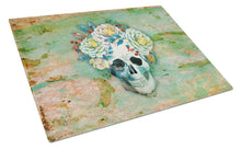 Load image into Gallery viewer, Day of the Dead Skull with Flowers Glass Cutting Boards – Durable, Decorative Kitchen Art Large BB5124LCB