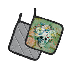 Load image into Gallery viewer, Day of the Dead Skull with Flowers Pot Holders - Set of 2 - Heat-Resistant Kitchen Essentials BB5124PTHD