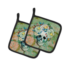 Load image into Gallery viewer, Day of the Dead Skull with Flowers Pot Holders - Set of 2 - Heat-Resistant Kitchen Essentials BB5124PTHD