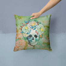 Load image into Gallery viewer, Day of the Dead Skull with Flowers Throw Pillow - 14x14 Decorative Pillow – Art for Your Home &amp; Patio BB5124PW1414