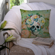 Load image into Gallery viewer, Day of the Dead Skull with Flowers Throw Pillow - 14x14 Decorative Pillow – Art for Your Home &amp; Patio BB5124PW1414