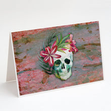 Load image into Gallery viewer, Day of the Dead Skull Flowers Greeting Cards -  Blank Note Cards – 8-Pack of Artist-Designed Cards with Envelopes