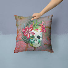 Load image into Gallery viewer, Day of the Dead Skull Flowers Throw Pillow - 14x14 Decorative Pillow – Art for Your Home &amp; Patio BB5125PW1414