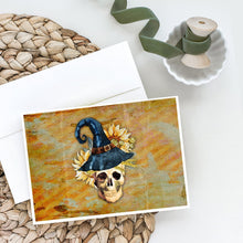Load image into Gallery viewer, Day of the Dead Witch Skull  Greeting Cards -  Blank Note Cards – 8-Pack of Artist-Designed Cards with Envelopes