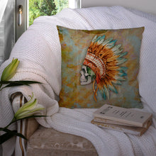Load image into Gallery viewer, Day of the Dead Indian Skull  Throw Pillow - 14x14 Decorative Pillow – Art for Your Home &amp; Patio BB5127PW1414