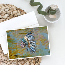 Load image into Gallery viewer, Day of the Dead Indian Chief Skull  Greeting Cards -  Blank Note Cards – 8-Pack of Artist-Designed Cards with Envelopes