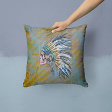 Load image into Gallery viewer, Day of the Dead Indian Chief Skull  Throw Pillow - 14x14 Decorative Pillow – Art for Your Home &amp; Patio BB5128PW1414