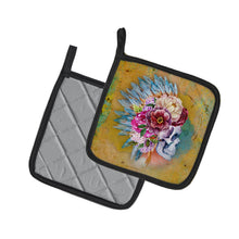 Load image into Gallery viewer, Day of the Dead Flowers Skull Pot Holders - Set of 2 - Heat-Resistant Kitchen Essentials BB5129PTHD