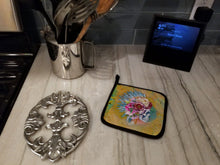 Load image into Gallery viewer, Day of the Dead Flowers Skull Pot Holders - Set of 2 - Heat-Resistant Kitchen Essentials BB5129PTHD