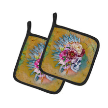 Load image into Gallery viewer, Day of the Dead Flowers Skull Pot Holders - Set of 2 - Heat-Resistant Kitchen Essentials BB5129PTHD