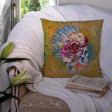 Load image into Gallery viewer, Day of the Dead Flowers Skull  Throw Pillow - 14x14 Decorative Pillow – Art for Your Home &amp; Patio BB5129PW1414