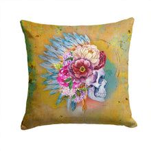 Load image into Gallery viewer, Day of the Dead Flowers Skull  Throw Pillow - 14x14 Decorative Pillow – Art for Your Home &amp; Patio BB5129PW1414