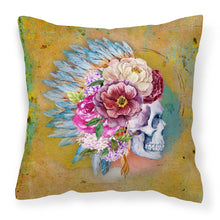 Load image into Gallery viewer, Day of the Dead Flowers Skull  Fabric Decorative Pillow BB5129PW1818
