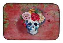 Load image into Gallery viewer, Day of the Dead Red Flowers Skull  Dish Drying Mat – Absorbent, Artistic Kitchen Essentials BB5130DDM