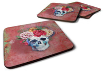 Load image into Gallery viewer, Day of the Dead Red Flowers Skull  Foam Coaster  BB5130FC