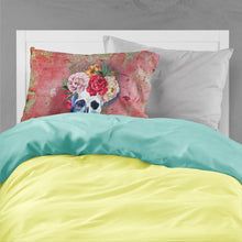 Load image into Gallery viewer, Day of the Dead Red Flowers Skull  Fabric Standard Pillowcase – Artistic Decorative Front, White Back BB5130PILLOWCASE