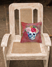 Load image into Gallery viewer, Day of the Dead Red Flowers Skull  Fabric Decorative Pillow BB5130PW1818