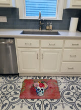 Load image into Gallery viewer, Day of the Dead Red Flowers Skull Machine Washable Memory Foam Mat BB5130RUG