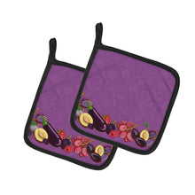 Load image into Gallery viewer, Fruits and Vegetables in Purple Pot Holders - Set of 2 - Heat-Resistant Kitchen Essentials BB5132PTHD