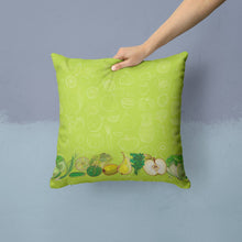 Load image into Gallery viewer, Fruits and Vegetables in Green Throw Pillow - 14x14 Decorative Pillow – Art for Your Home &amp; Patio BB5135PW1414