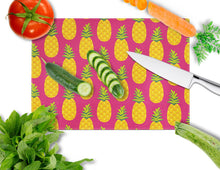 Load image into Gallery viewer, Pineapples on Pink Glass Cutting Boards – Durable, Decorative Kitchen Art Large BB5136LCB