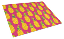 Load image into Gallery viewer, Pineapples on Pink Glass Cutting Boards – Durable, Decorative Kitchen Art Large BB5136LCB