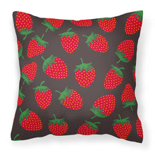 Load image into Gallery viewer, Strawberries on Gray Fabric Decorative Pillow BB5137PW1818