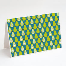 Load image into Gallery viewer, Pears on Green Greeting Cards -  Blank Note Cards – 8-Pack of Artist-Designed Cards with Envelopes
