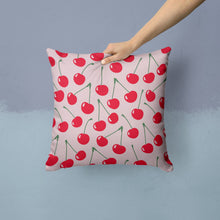 Load image into Gallery viewer, Cherries on Pink Throw Pillow - 14x14 Decorative Pillow – Art for Your Home &amp; Patio BB5139PW1414