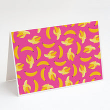 Load image into Gallery viewer, Bananas on Pink Greeting Cards -  Blank Note Cards – 8-Pack of Artist-Designed Cards with Envelopes