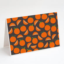 Load image into Gallery viewer, Oranges on Gray Greeting Cards -  Blank Note Cards – 8-Pack of Artist-Designed Cards with Envelopes