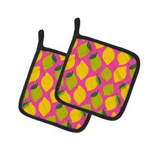 Load image into Gallery viewer, Lemons and Limes on Pink Pot Holders - Set of 2 - Heat-Resistant Kitchen Essentials BB5143PTHD