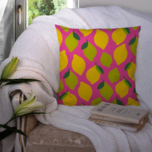 Load image into Gallery viewer, Lemons and Limes on Pink Throw Pillow - 14x14 Decorative Pillow – Art for Your Home &amp; Patio BB5143PW1414