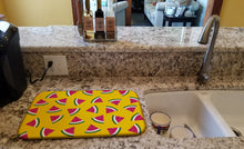 Load image into Gallery viewer, Watermelon on Yellow Dish Drying Mat – Absorbent, Artistic Kitchen Essentials BB5144DDM