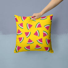 Load image into Gallery viewer, Watermelon on Yellow Throw Pillow - 14x14 Decorative Pillow – Art for Your Home &amp; Patio BB5144PW1414