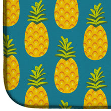 Load image into Gallery viewer, Pineapples on Teal Dish Drying Mat – Absorbent, Artistic Kitchen Essentials BB5145DDM