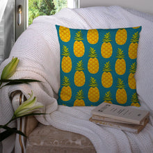 Load image into Gallery viewer, Pineapples on Teal Throw Pillow - 14x14 Decorative Pillow – Art for Your Home &amp; Patio BB5145PW1414