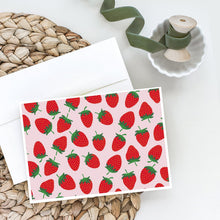 Load image into Gallery viewer, Strawberries on Pink Greeting Cards -  Blank Note Cards – 8-Pack of Artist-Designed Cards with Envelopes