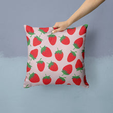 Load image into Gallery viewer, Strawberries on Pink Throw Pillow - 14x14 Decorative Pillow – Art for Your Home &amp; Patio BB5146PW1414