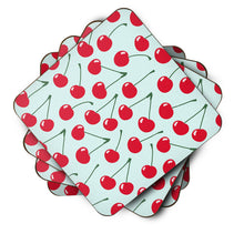 Load image into Gallery viewer, Cherries on Blue Foam Coaster  BB5148FC