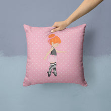 Load image into Gallery viewer, Ballerina Red Head Releve Throw Pillow - 14x14 Decorative Pillow – Art for Your Home &amp; Patio BB5168PW1414