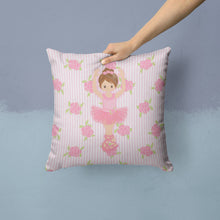 Load image into Gallery viewer, Ballerina Brunette Front Pose Throw Pillow - 14x14 Decorative Pillow – Art for Your Home &amp; Patio BB5173PW1414