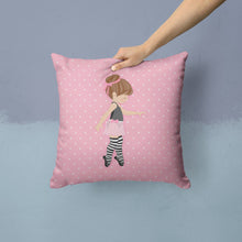 Load image into Gallery viewer, Ballerina Brunette Releve Throw Pillow - 14x14 Decorative Pillow – Art for Your Home &amp; Patio BB5175PW1414