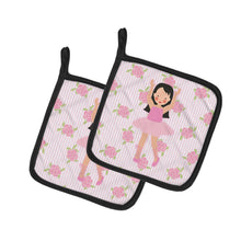 Load image into Gallery viewer, Ballerina Long Dark Hair Pot Holders - Set of 2 - Heat-Resistant Kitchen Essentials BB5181PTHD