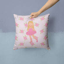 Load image into Gallery viewer, Ballerina Long Haired Blonde Throw Pillow - 14x14 Decorative Pillow – Art for Your Home &amp; Patio BB5185PW1414