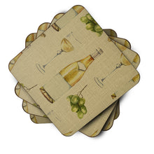 Load image into Gallery viewer, White Wine on Linen Foam Coaster  BB5194FC