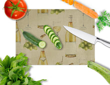 Load image into Gallery viewer, White Wine on Linen Glass Cutting Boards – Durable, Decorative Kitchen Art Large BB5194LCB