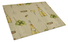 Load image into Gallery viewer, White Wine on Linen Glass Cutting Boards – Durable, Decorative Kitchen Art Large BB5194LCB