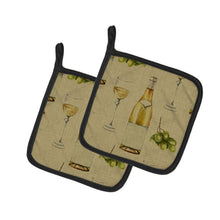 Load image into Gallery viewer, White Wine on Linen Pot Holders - Set of 2 - Heat-Resistant Kitchen Essentials BB5194PTHD